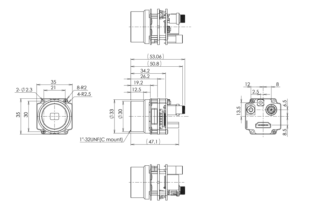 STC-HD213DVN-B Dimensions Drawings