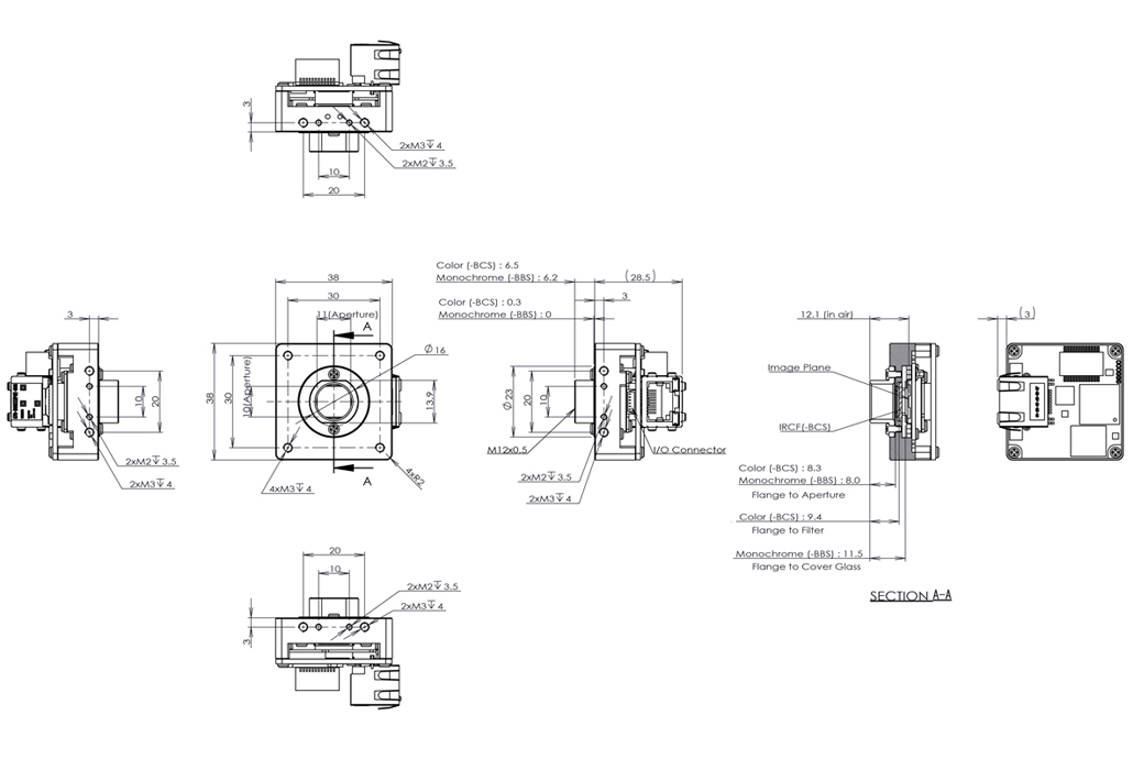 STC-BBS163GE-BL Dimensions Drawings