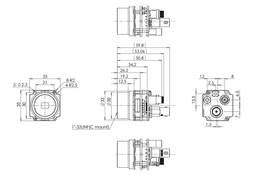 STC-HD213SDIN-B Dimensions Drawings