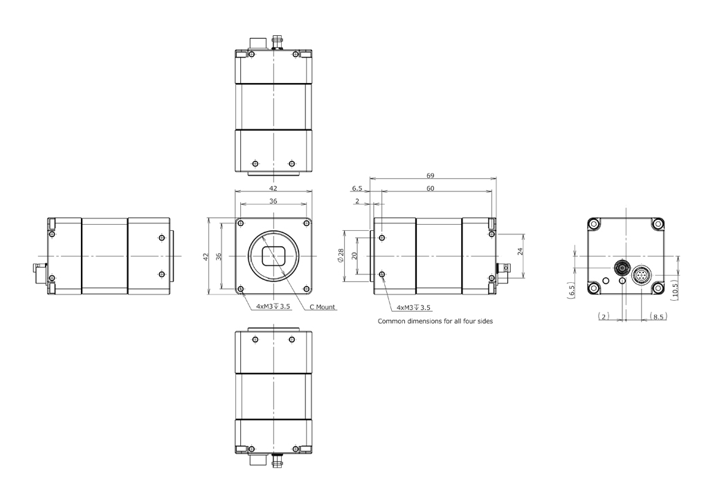 STC-SBS532CXP121-SWIR Dimensions Drawings