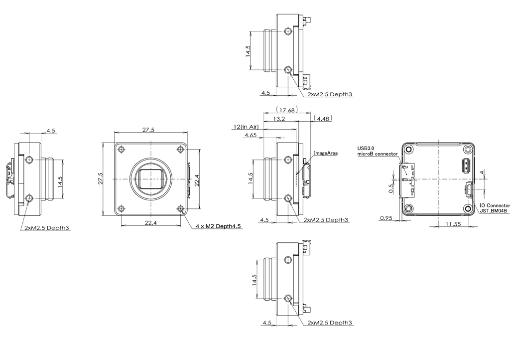 STC-BBS43U3V-BL Dimensions Drawings